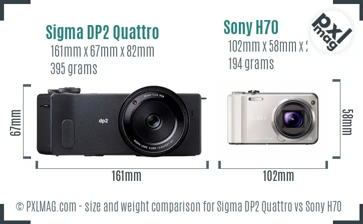 Sigma DP2 Quattro vs Sony H70 size comparison Sigma DP2 Quattro vs Sony H70 size comparison