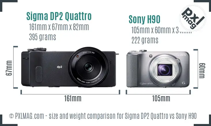 Sigma DP2 Quattro vs Sony H90 size comparison Sigma DP2 Quattro vs Sony H90 size comparison