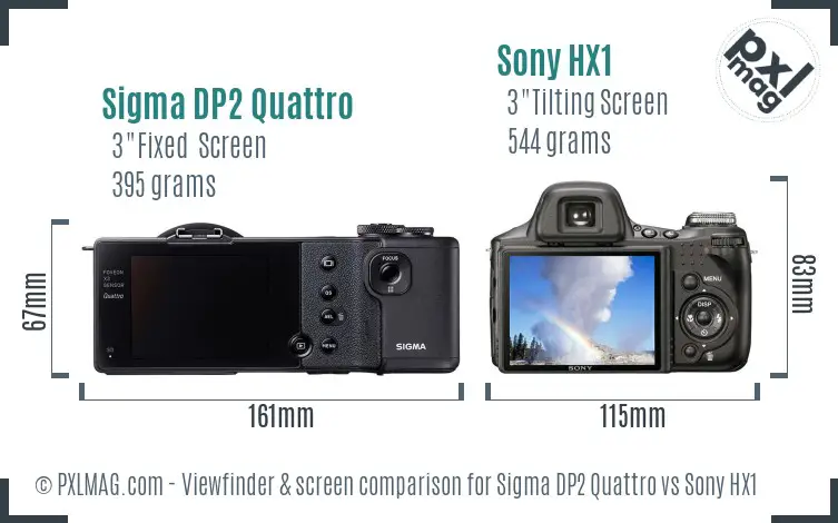 Sigma DP2 Quattro vs Sony HX1 Screen and Viewfinder comparison