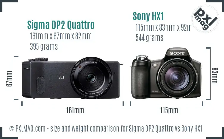 Sigma DP2 Quattro vs Sony HX1 size comparison