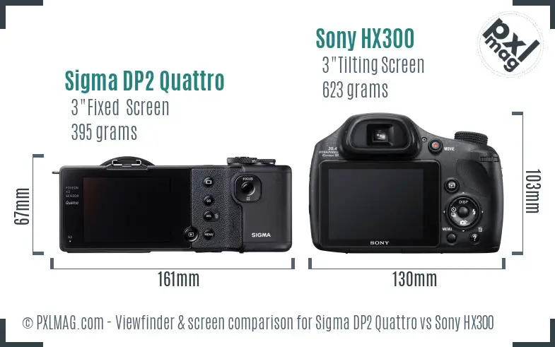 Sigma DP2 Quattro vs Sony HX300 Screen and Viewfinder comparison