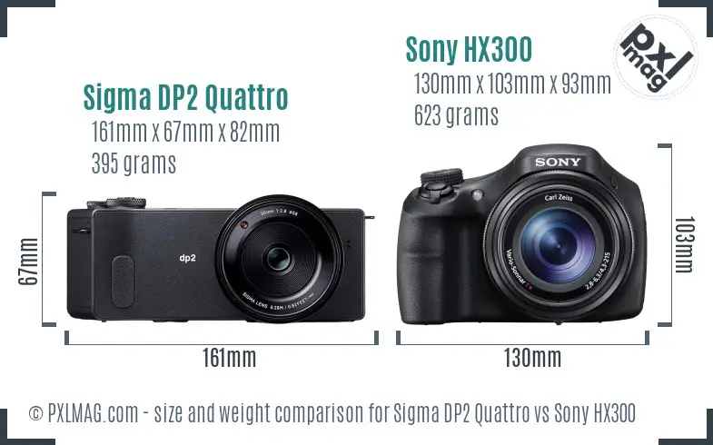 Sigma DP2 Quattro vs Sony HX300 size comparison