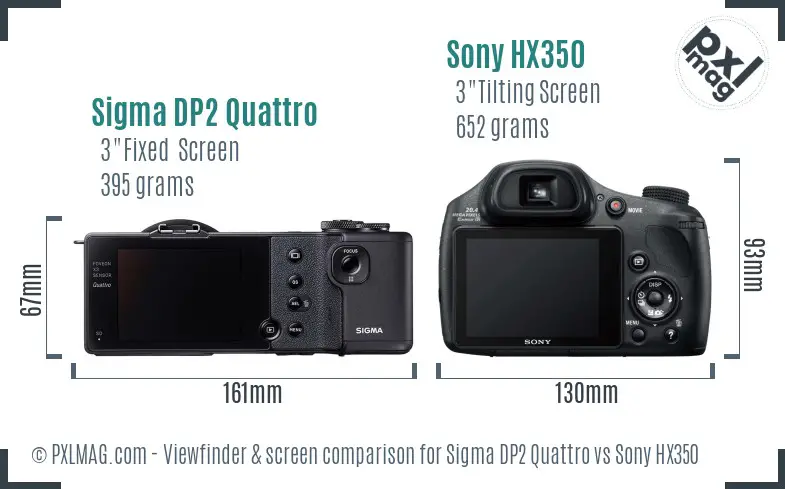 Sigma DP2 Quattro vs Sony HX350 Screen and Viewfinder comparison