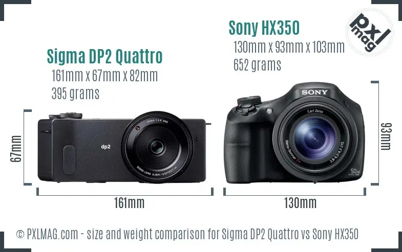 Sigma DP2 Quattro vs Sony HX350 size comparison