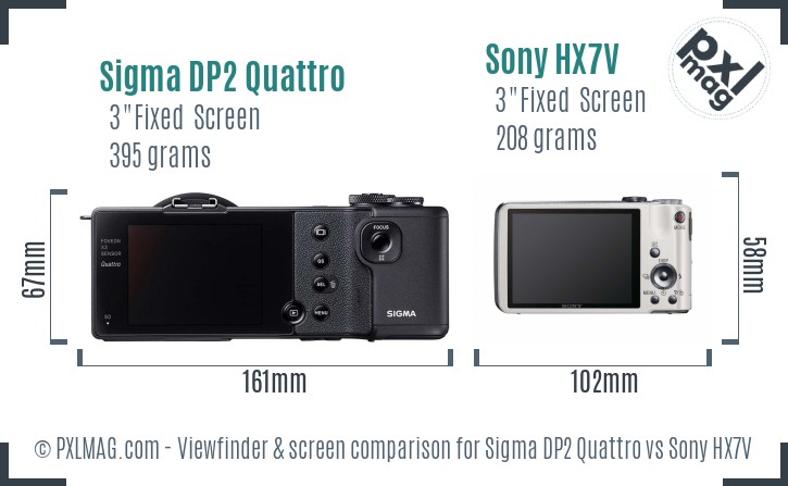 Sigma DP2 Quattro vs Sony HX7V Screen and Viewfinder comparison