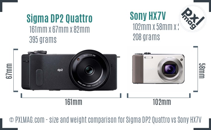 Sigma DP2 Quattro vs Sony HX7V size comparison
