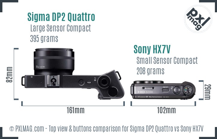 Sigma DP2 Quattro vs Sony HX7V top view buttons comparison