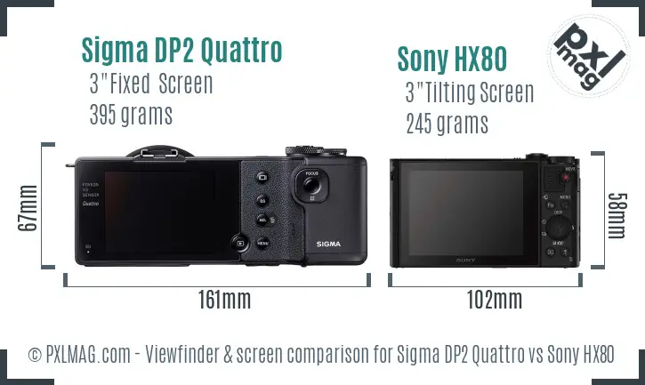 Sigma DP2 Quattro vs Sony HX80 Screen and Viewfinder comparison