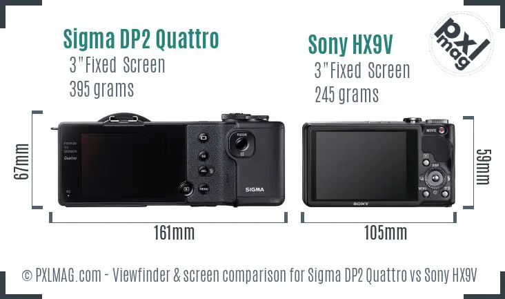 Sigma DP2 Quattro vs Sony HX9V Screen and Viewfinder comparison