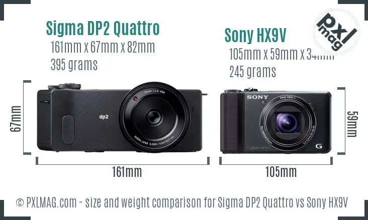 Sigma DP2 Quattro vs Sony HX9V size comparison