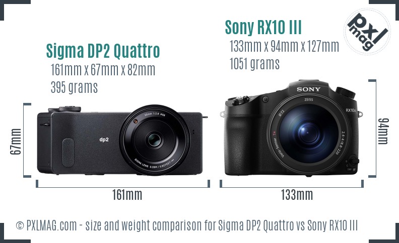 Sigma DP2 Quattro vs Sony RX10 III size comparison