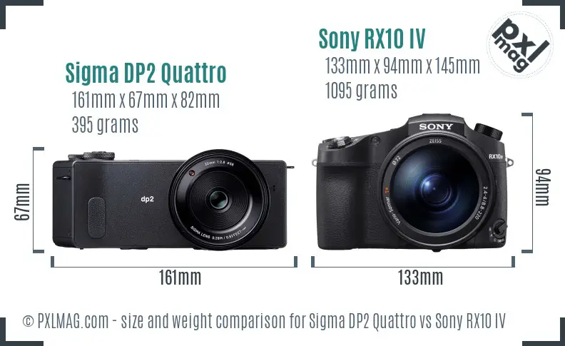 Sigma DP2 Quattro vs Sony RX10 IV size comparison