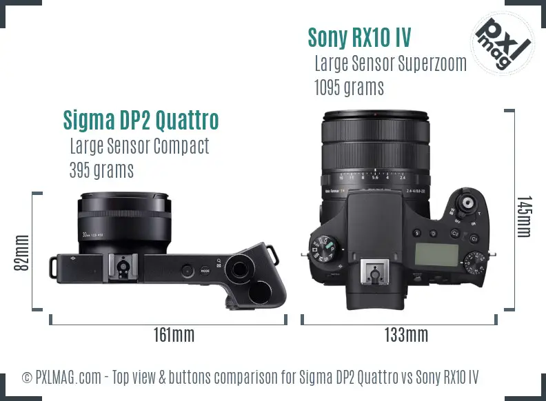 Sigma DP2 Quattro vs Sony RX10 IV top view buttons comparison
