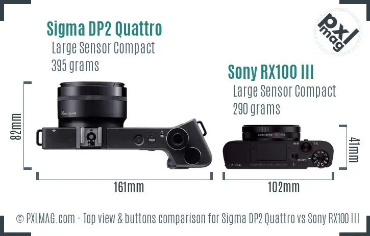 Sigma DP2 Quattro vs Sony RX100 III top view buttons comparison