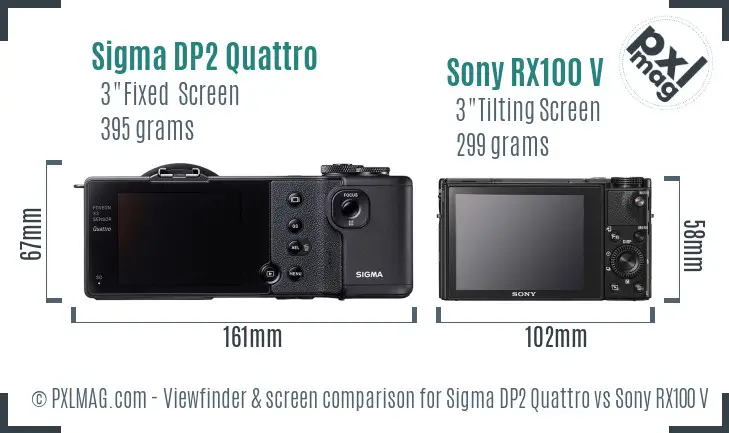 Sigma DP2 Quattro vs Sony RX100 V Screen and Viewfinder comparison