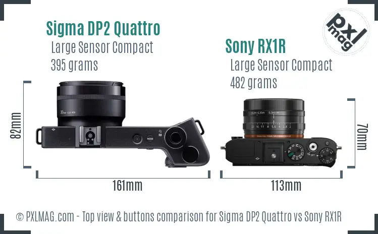 Sigma DP2 Quattro vs Sony RX1R top view buttons comparison