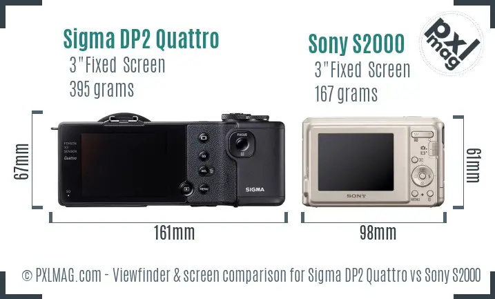 Sigma DP2 Quattro vs Sony S2000 Screen and Viewfinder comparison