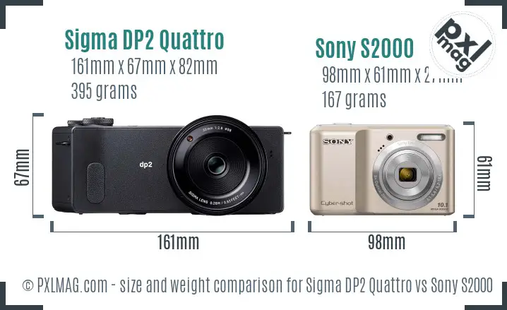 Sigma DP2 Quattro vs Sony S2000 size comparison