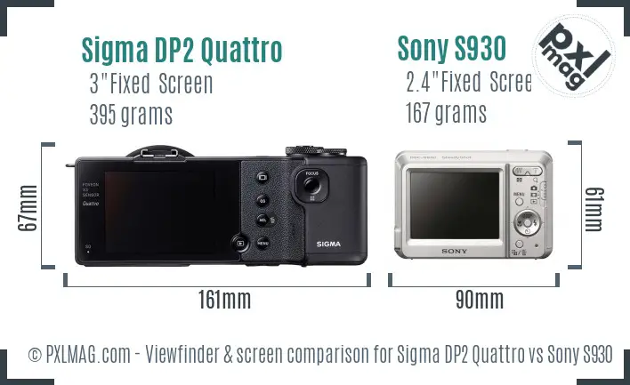 Sigma DP2 Quattro vs Sony S930 Screen and Viewfinder comparison