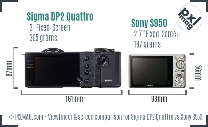 Sigma DP2 Quattro vs Sony S950 Screen and Viewfinder comparison