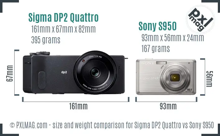 Sigma DP2 Quattro vs Sony S950 size comparison