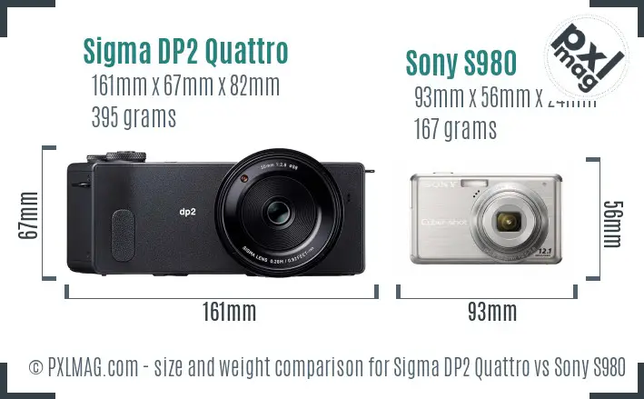 Sigma DP2 Quattro vs Sony S980 size comparison