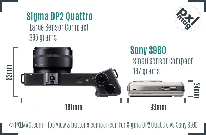 Sigma DP2 Quattro vs Sony S980 top view buttons comparison