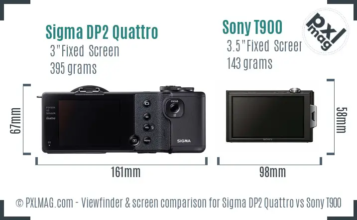 Sigma DP2 Quattro vs Sony T900 Screen and Viewfinder comparison