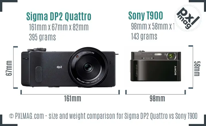 Sigma DP2 Quattro vs Sony T900 size comparison