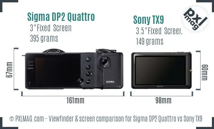 Sigma DP2 Quattro vs Sony TX9 Screen and Viewfinder comparison