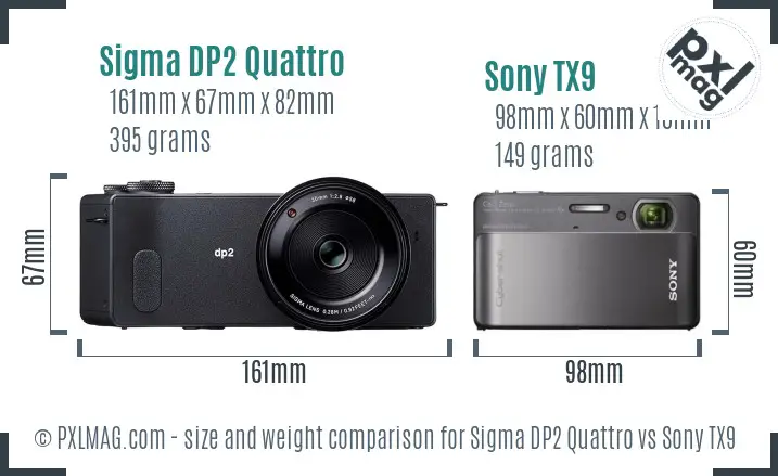 Sigma DP2 Quattro vs Sony TX9 size comparison