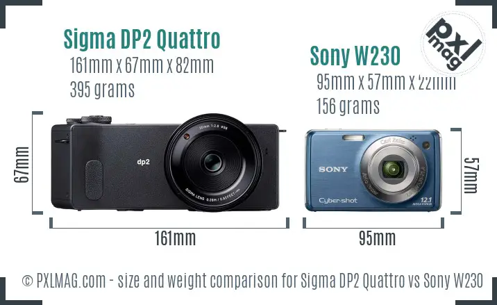 Sigma DP2 Quattro vs Sony W230 size comparison