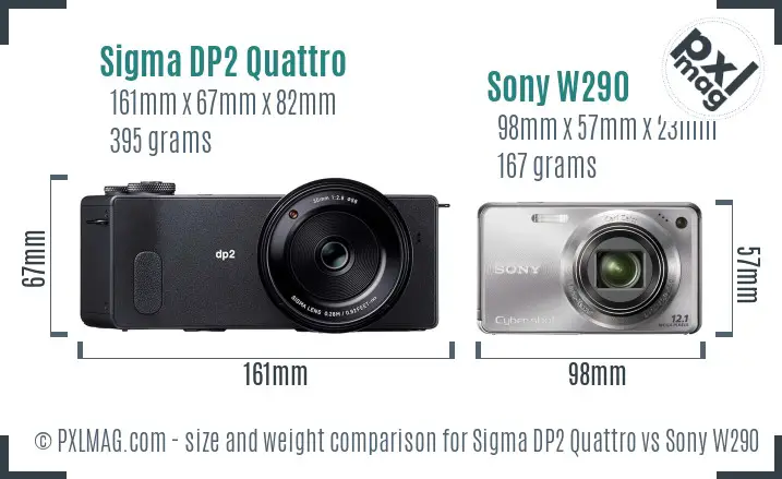 Sigma DP2 Quattro vs Sony W290 size comparison