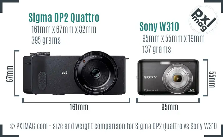 Sigma DP2 Quattro vs Sony W310 size comparison