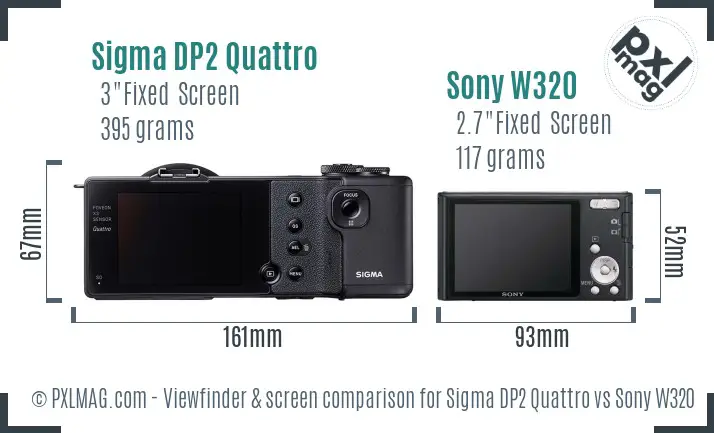 Sigma DP2 Quattro vs Sony W320 Screen and Viewfinder comparison