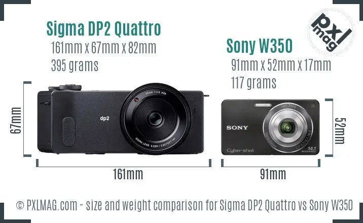 Sigma DP2 Quattro vs Sony W350 size comparison