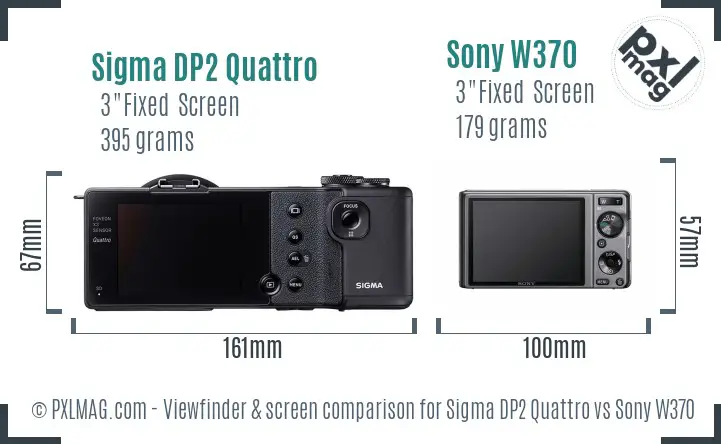 Sigma DP2 Quattro vs Sony W370 Screen and Viewfinder comparison