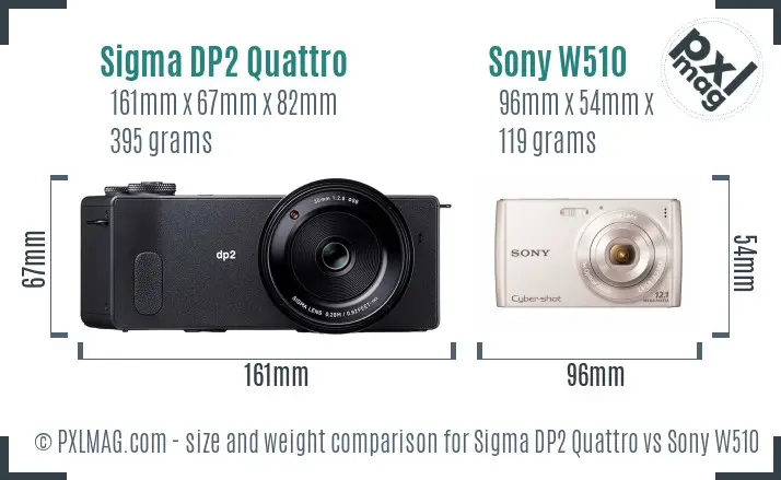 Sigma DP2 Quattro vs Sony W510 size comparison