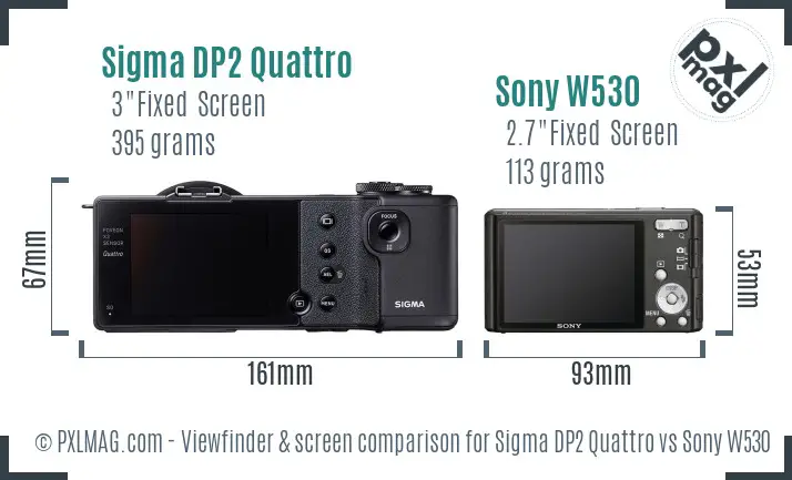 Sigma DP2 Quattro vs Sony W530 Screen and Viewfinder comparison