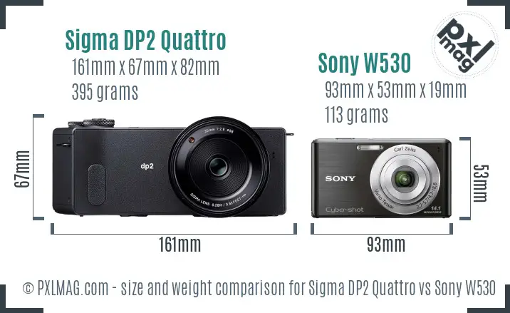 Sigma DP2 Quattro vs Sony W530 size comparison