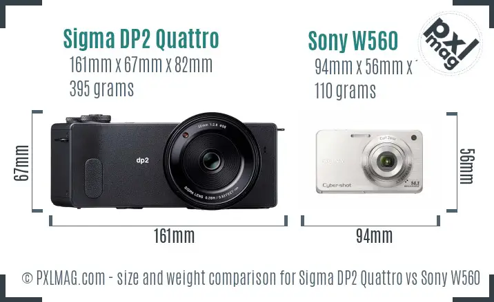Sigma DP2 Quattro vs Sony W560 size comparison
