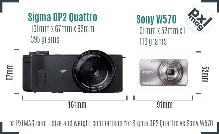 Sigma DP2 Quattro vs Sony W570 size comparison