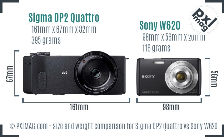 Sigma DP2 Quattro vs Sony W620 size comparison