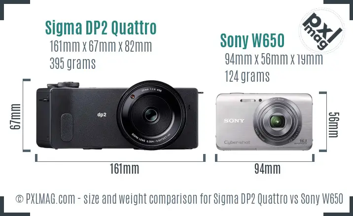 Sigma DP2 Quattro vs Sony W650 size comparison