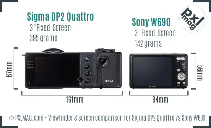 Sigma DP2 Quattro vs Sony W690 Screen and Viewfinder comparison