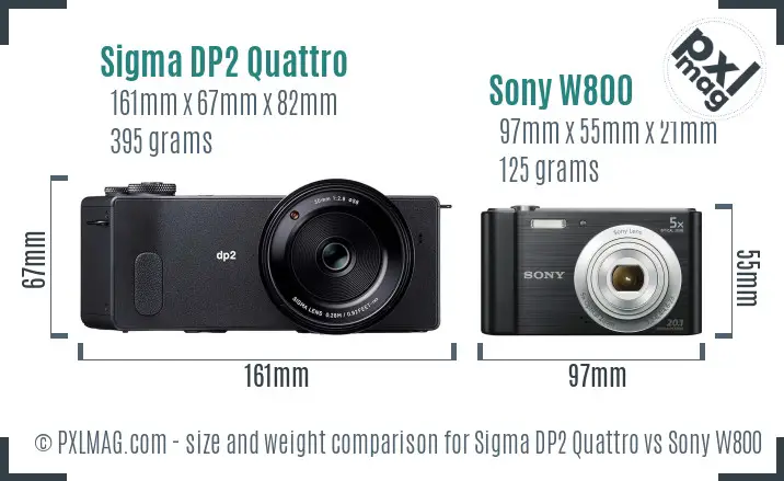 Sigma DP2 Quattro vs Sony W800 size comparison