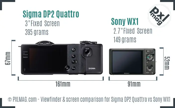 Sigma DP2 Quattro vs Sony WX1 Screen and Viewfinder comparison