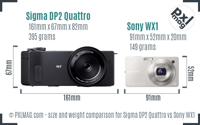 Sigma DP2 Quattro vs Sony WX1 size comparison