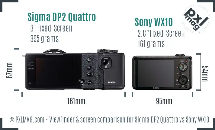 Sigma DP2 Quattro vs Sony WX10 Screen and Viewfinder comparison