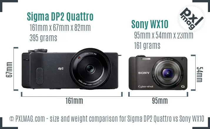 Sigma DP2 Quattro vs Sony WX10 size comparison